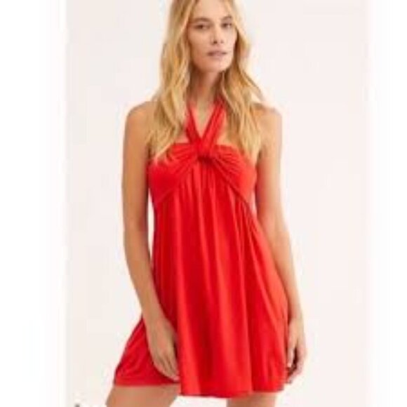 New Free People Beach Redondo Multi Way Romper X-small Coral Pockets - Picture 1 of 7
